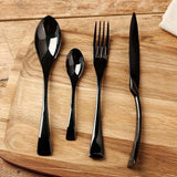Carys | Black Stainless Steel Cutlery Set Ergonomic Design — view 1