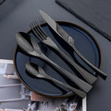 Carys | Black Stainless Steel Cutlery Set Ergonomic Design — view 2