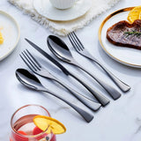 Carys | Black Stainless Steel Cutlery Set Ergonomic Design — view 3