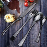Carys | Black Stainless Steel Cutlery Set Ergonomic Design — view 5