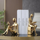 Bronte | Ceramic Bookends Gold Design Minimalist Abstract Style — view 4