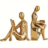Bronte | Ceramic Bookends Gold Design Minimalist Abstract Style — view 6