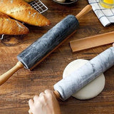Linnea | Marble-Effect Rolling Pin Wooden Handles 38cm Or 48cm — view 3