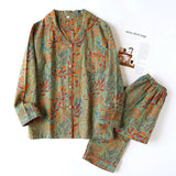 Imogen | Vintage Leaf Cotton Loungewear Set Soft Lightweight — view 11