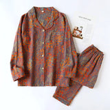 Imogen | Vintage Leaf Cotton Loungewear Set Soft Lightweight — view 3