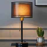Lumarre | Vintage Table Lamp Double Fabric Shade Warm White — view 1