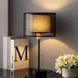 Lumarre | Vintage Table Lamp Double Fabric Shade Warm White — view 4