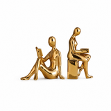 Bronte | Ceramic Bookends Gold Design Minimalist Abstract Style — product shot