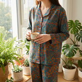 Imogen | Vintage Leaf Cotton Loungewear Set Soft Lightweight — lifestyle