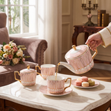 Beatrix | Ceramic Tea Set Art Deco Design With Gold Painted Details — lifestyle