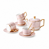 Beatrix | Ceramic Tea Set Art Deco Design With Gold Painted Details — product shot