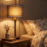 Lumarre | Vintage Table Lamp Double Fabric Shade Warm White — lifestyle