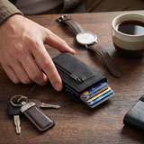 Walvix | RFID-Protected Slim Wallet Quick Access Slide Mechanism — lifestyle
