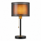 Lumarre | Vintage Table Lamp Double Fabric Shade Warm White — product shot